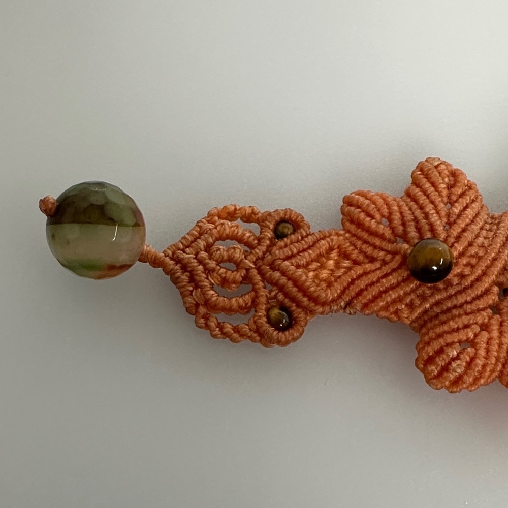 Artisanal Handcrafted Orange green Quartz stone Beaded Bracelet - Picture 7 of 11